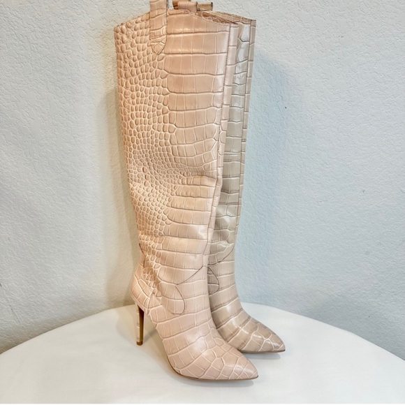 Vince Camuto Shoes - Vince Camuto Beige/Nude Croc Knee High Boots